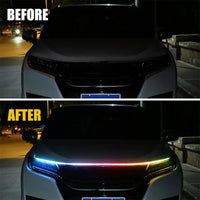 Dynamic Scan Start up Hood Beam Kit Flexible Car Hood LED Meteor Strip Lights US