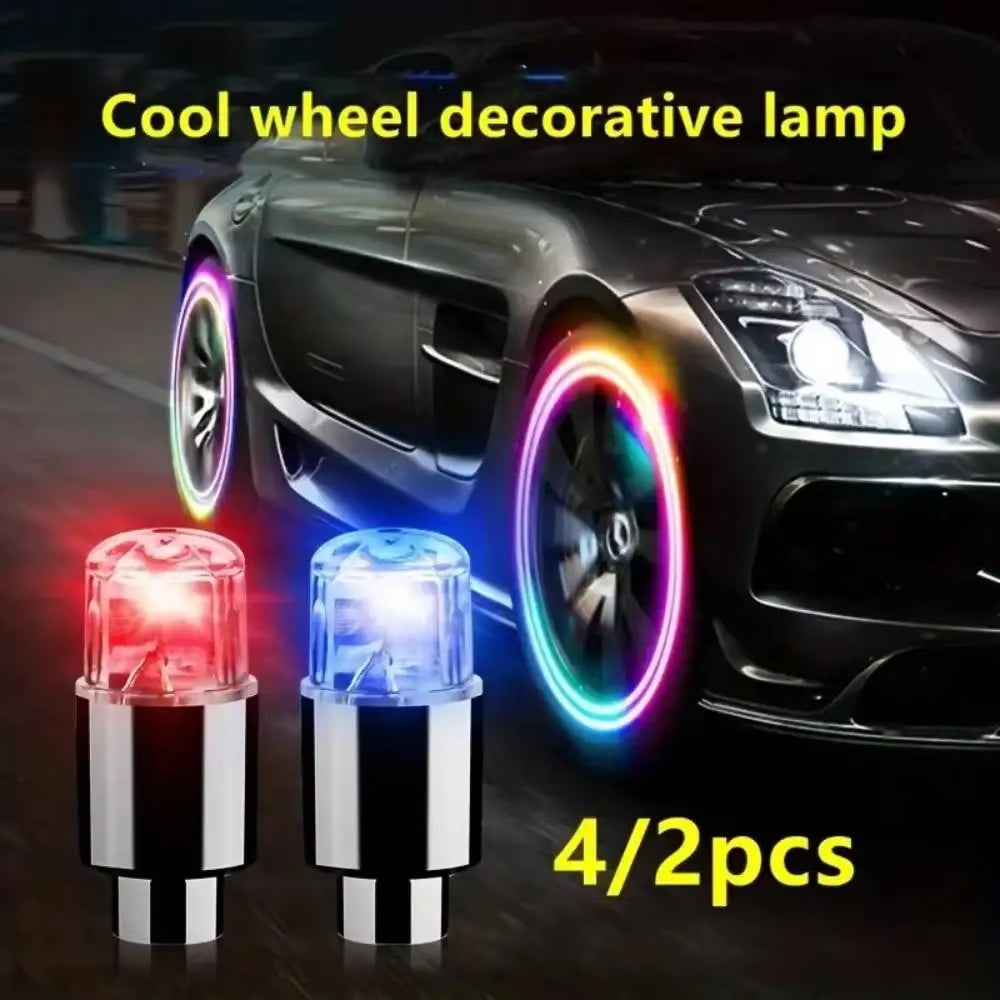 4Pcs Tire Valve Cap Lights Durable Tire Lights for Car Air Valve Caps with Lights for Motorcycles Bicycles Electric Vehicles