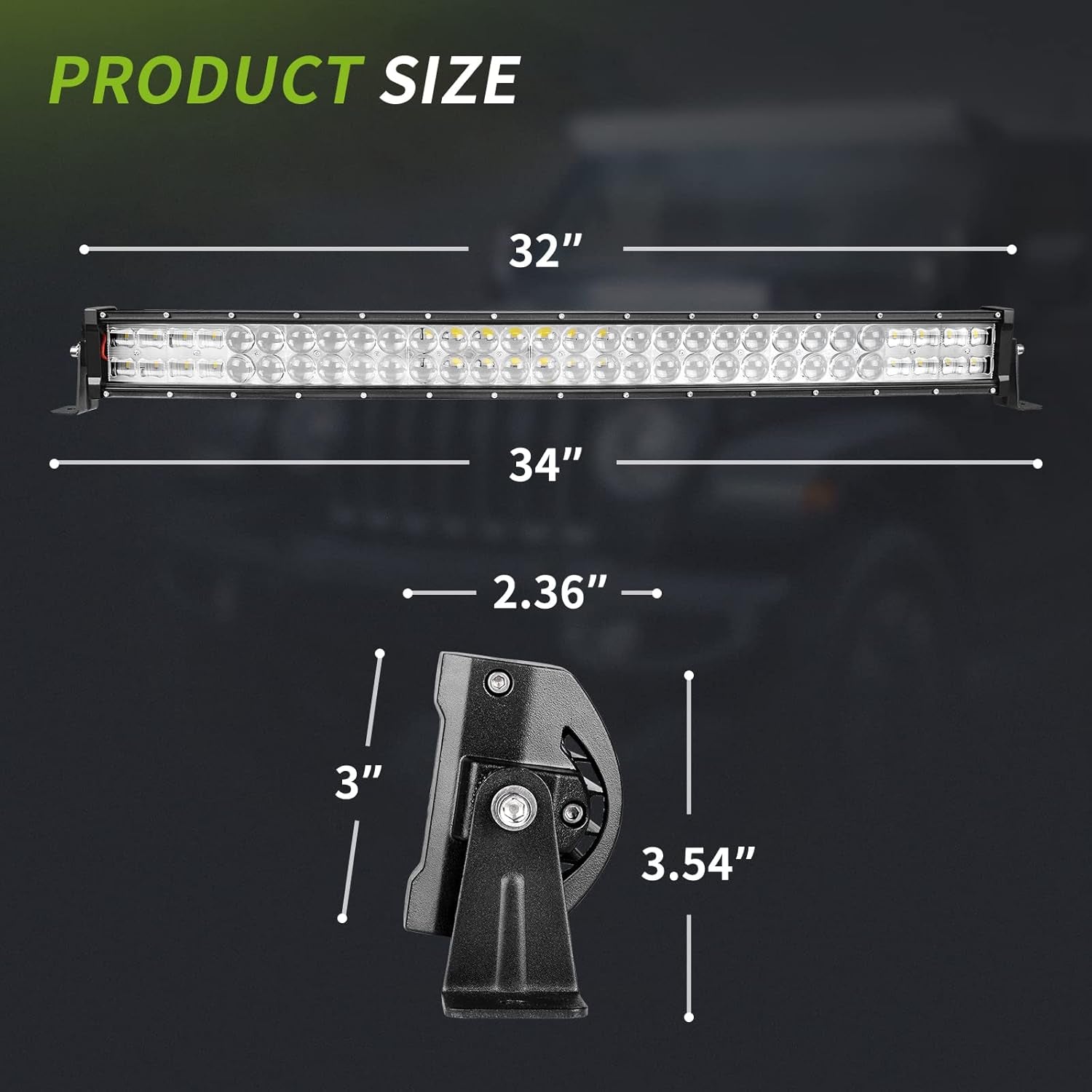 LED Light Bar 32 Inch Led Work Light 360W 9D 36000LM Curved, Updated Chipset Spot & Flood Combo Beam off Road Driving Light Bright Compatible with Bumper Trucks Boats ATV