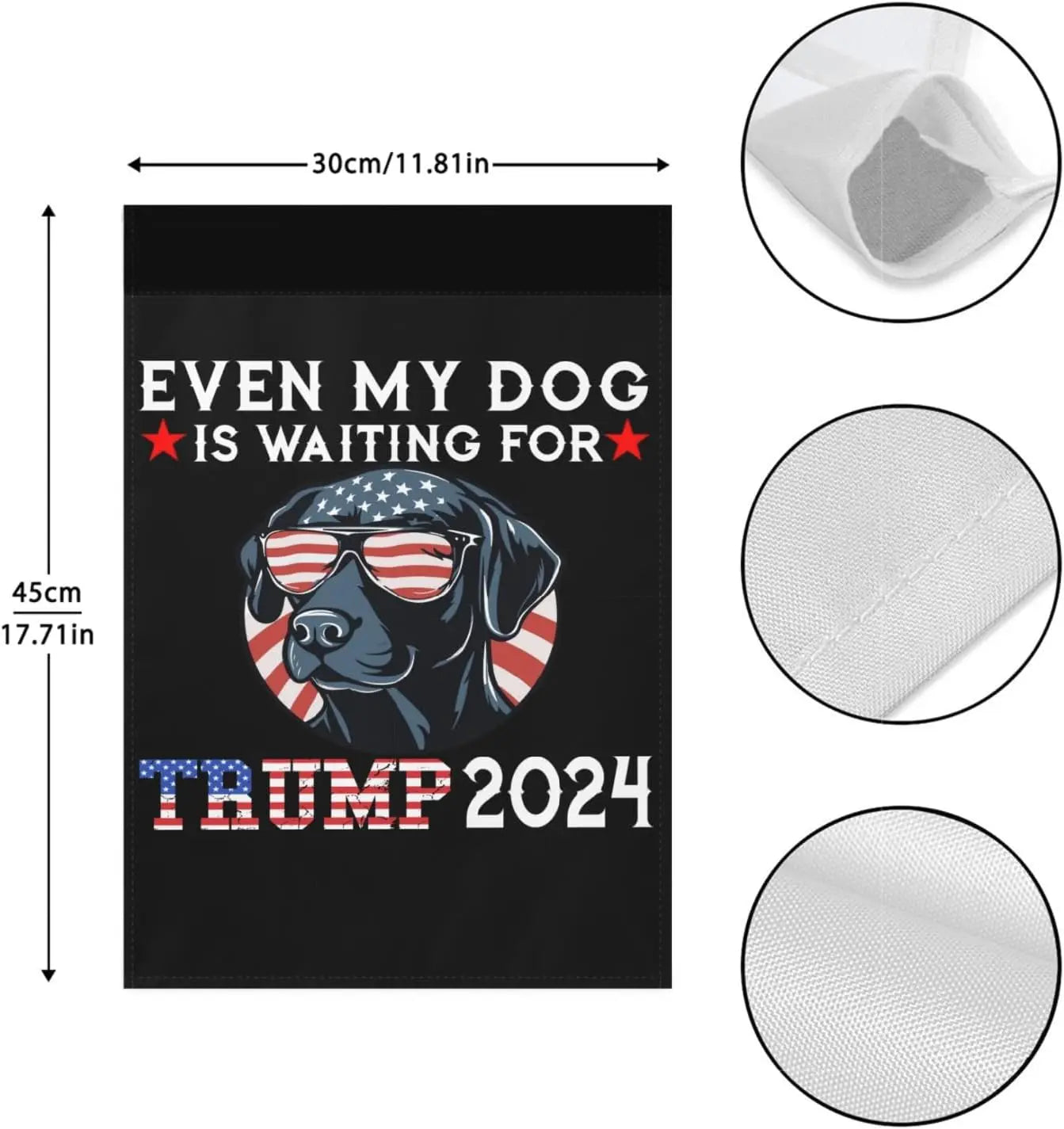 funny Trump 2024 Flag 3x5 Outdoor Even My Dog Is Waiting For Trump 2024 Garden flag 12x18 Inch Double Sided Garden flags, white