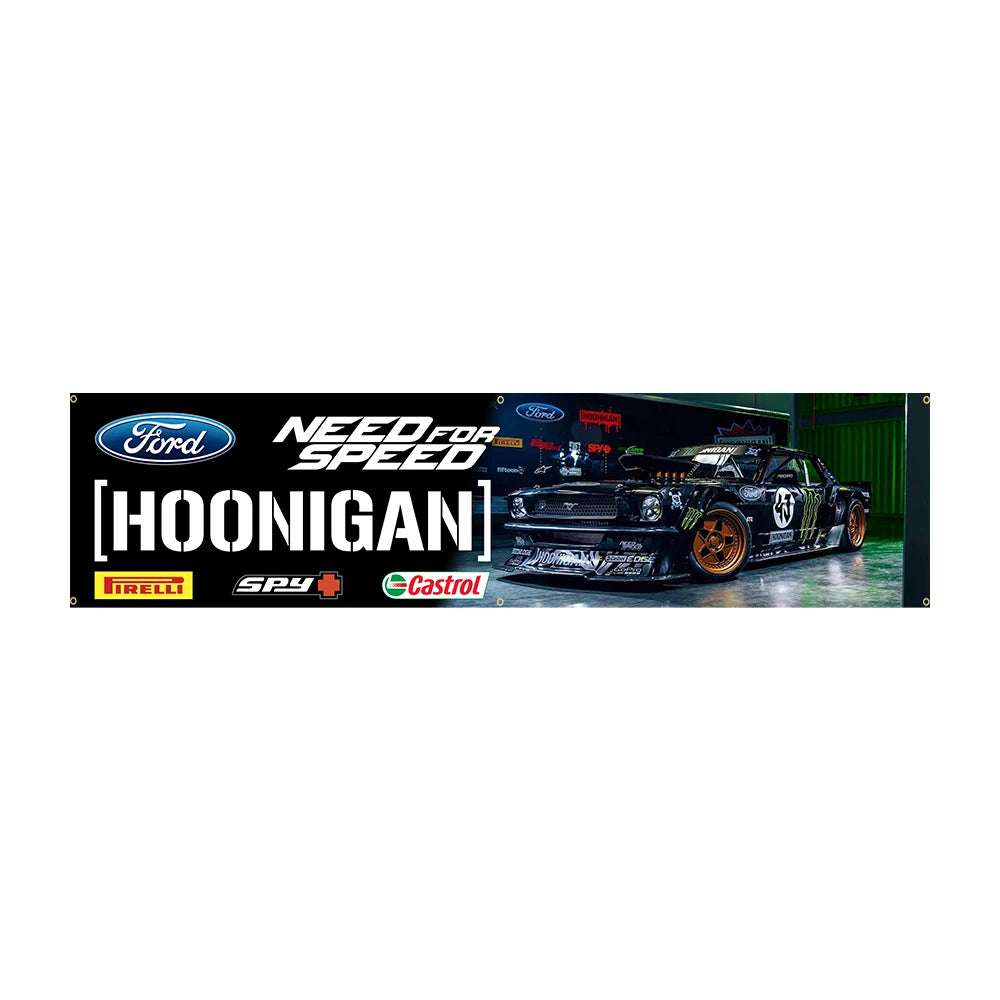 60*240 Hoonigans Racing Car Banner Flag Polyester Printed Garage or Outdoor Decoration Tapestry