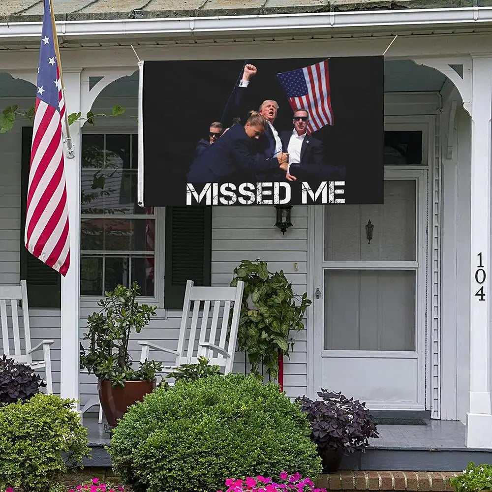 2024 Trump Flag President Flag for Garden 3x5ft Missed Me Flag Trump Outdoor Yard Flags Trump Fight 2024 Garden Flags