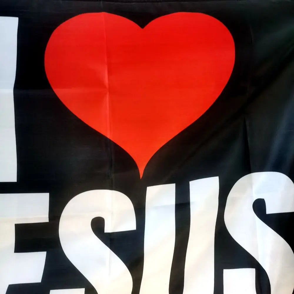 Black Polyester I Love Jesus Flag,3x5 Flag For Home Decorative Yard Outdoor Banner 90x150cm