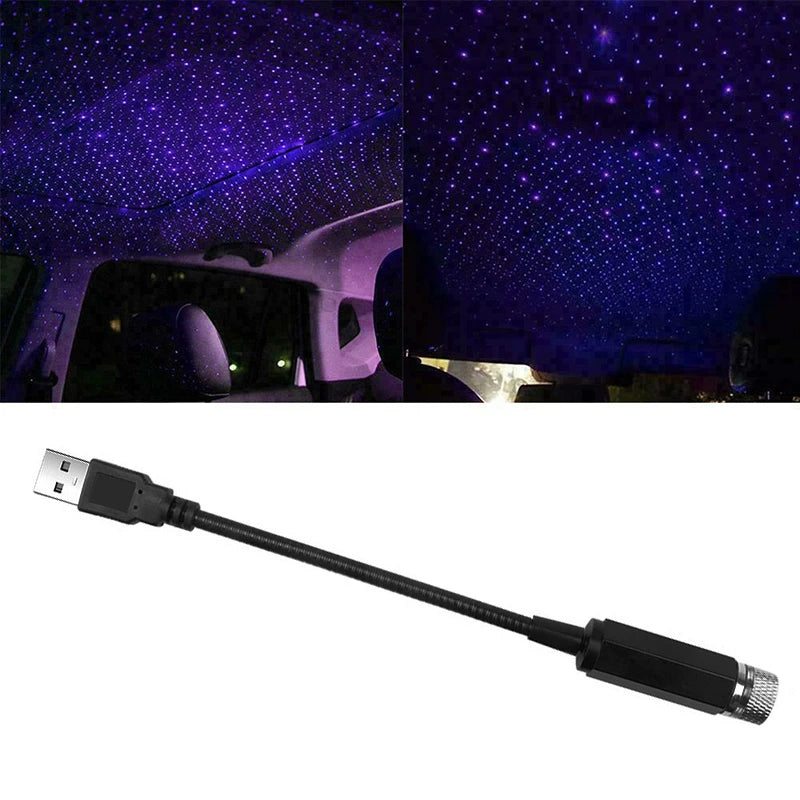 USB Car Interior Atmosphere Star Sky Lamp Ceiling Roof Light Car Ambient Light LED Projector Mini LED Car Roof Star Blue Light