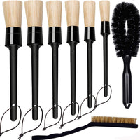 Car Detailing Brush Set Detail Brush, 6 Pack Boars Hair Auto Detailing Brushes Kit for Cleaning Car Automotive Interior Exterior, Vehicles Wheels Engine Console Dashboard, 1 Wheel Brush, 1 Wire Brush