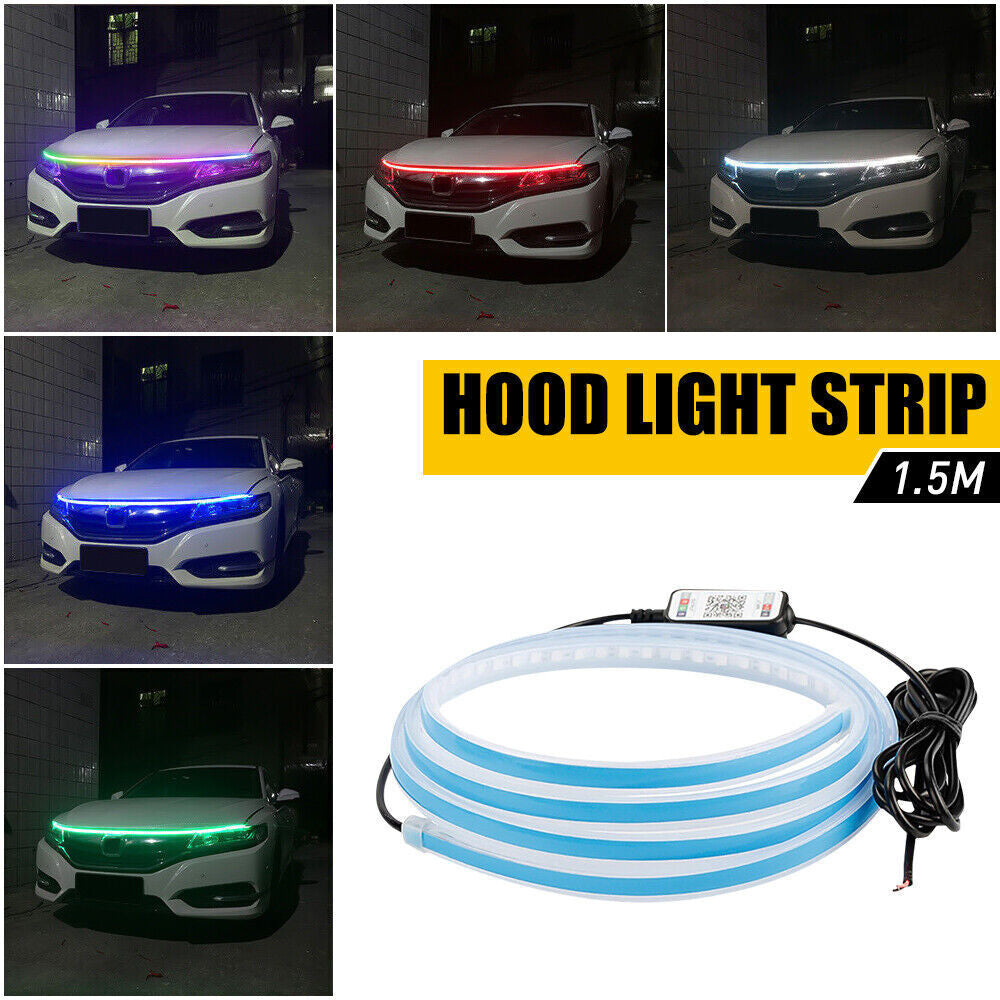 Dynamic Scan Start up Hood Beam Kit Flexible Car Hood LED Meteor Strip Lights US