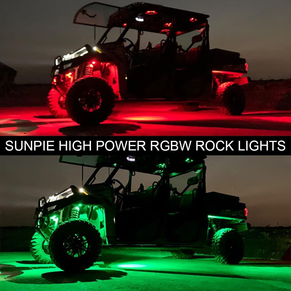 8 Pods RGBW Rock Lights Aluminium Metal App RF Voice Mode Music Mode Multicolor Underglow Light Kit Wheel Well Light for off Road Trucks Sedans SUV UTV ATV Trailer Boat