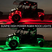 8 Pods RGBW Rock Lights Aluminium Metal App RF Voice Mode Music Mode Multicolor Underglow Light Kit Wheel Well Light for off Road Trucks Sedans SUV UTV ATV Trailer Boat