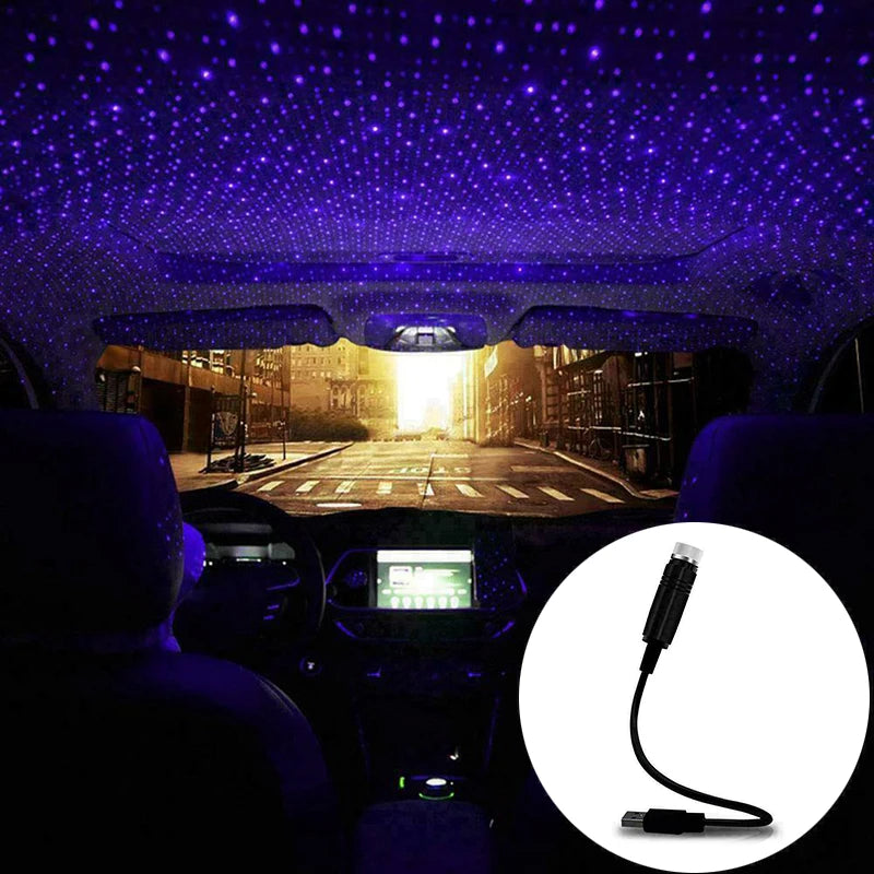 USB Car Interior Atmosphere Star Sky Lamp Ceiling Roof Light Car Ambient Light LED Projector Mini LED Car Roof Star Blue Light