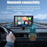 Portable Wireless Apple Carplay & Android Auto with Steering Wheel Control, 7 Inch IPS Touchscreen Car Stereo, Bluetooth Handsfree, Wifi, Airplay, Dash Windshield Mounted